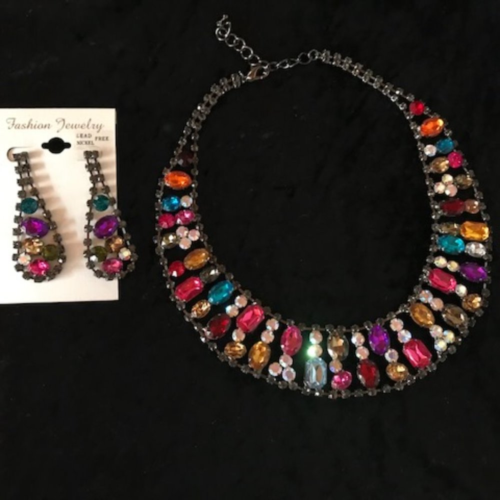 Multi-colored costume jewelry set